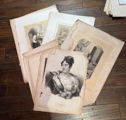 Ensemble de 14 lithographies Portraits et...