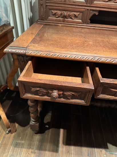 Carved oak stepped desk, Louis XIII style,...