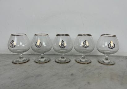 Set of five digestif glasses (cognac/whisky...