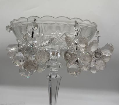 Glass stemmed bowl decorated with grape clusters
Pressed...