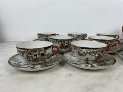 Japanese tea service, in the Kutani style,...