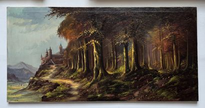 P. Boone (attribué à) Paysage romantique...