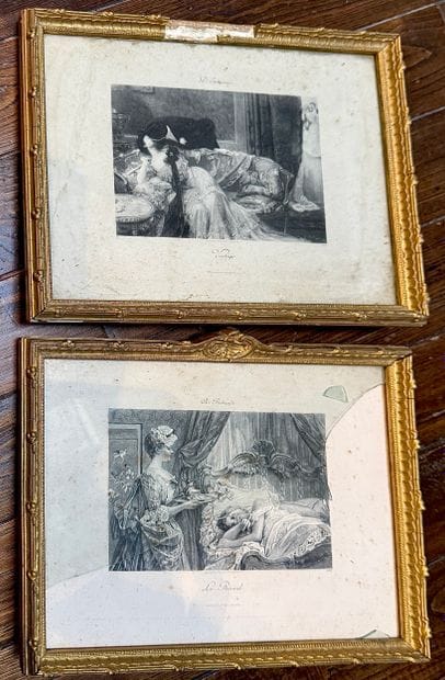 Suite de deux gravures encadrées Scènes de...