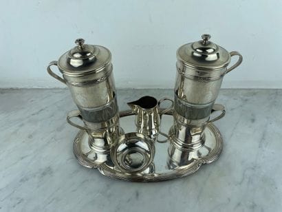 M.N.O - White metal coffee set, France, 20th...