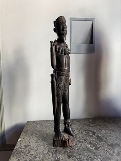 Africa Carved Wooden Warrior or Hunter 20th...
