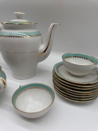 Glazed porcelain tea/coffee set with gold...