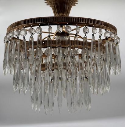 LUSTRE CORBEILLE A PAMPILLES VERS 1950
Lustre...