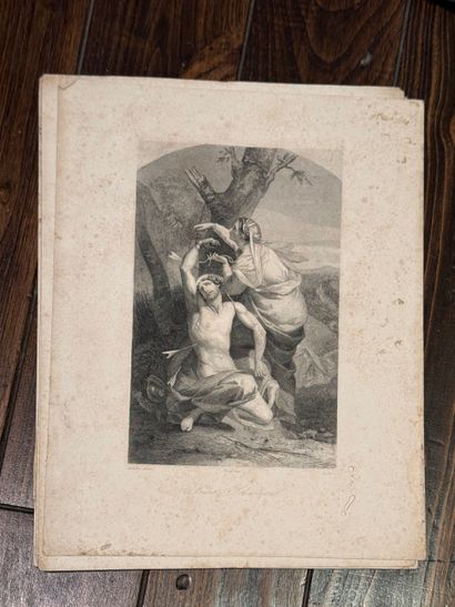 Ensemble de 10 gravures en noir et blanc...