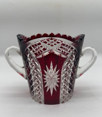 BOHEMIAN CRYSTAL
Two-handled crystal sugar...