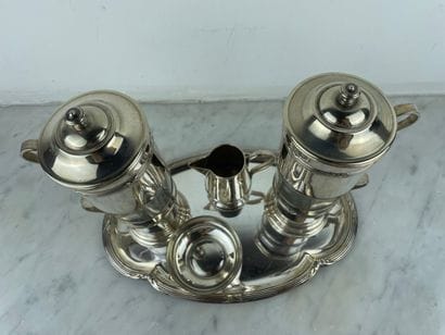 M.N.O - White metal coffee set, France, 20th...