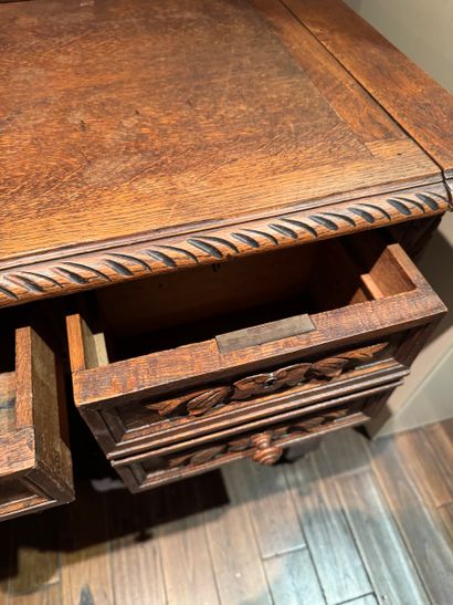 Carved oak stepped desk, Louis XIII style,...