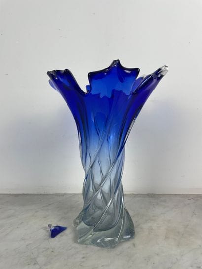 Murano - grand vase en verre soufflé « sommerso...