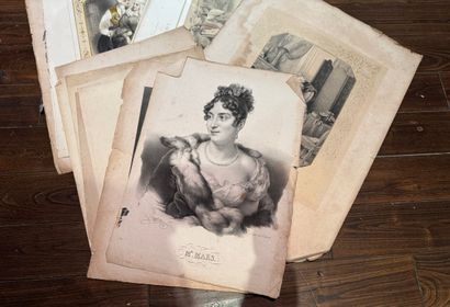 Ensemble de 14 lithographies Portraits et...
