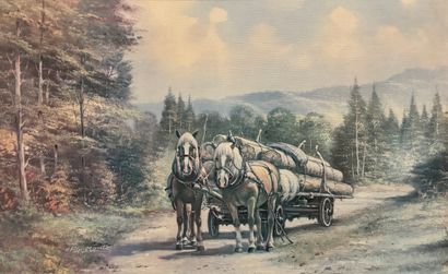 Corrado Pila (d’après) - Attelage de chevaux...