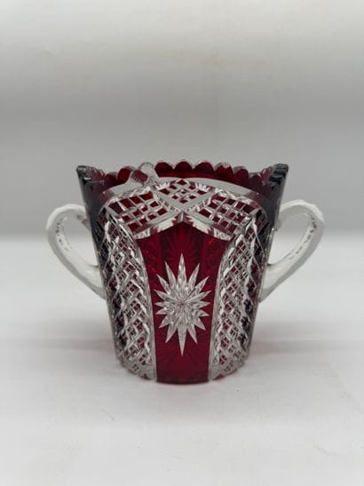 BOHEMIAN CRYSTAL
Two-handled crystal sugar...