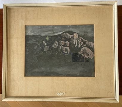 Ecole du XX siècle - Composition aux rochers
Gouache...