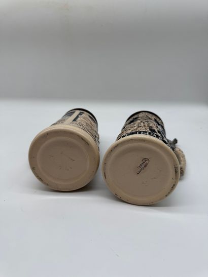 Lot de chopes à bière allemandes en grès,...