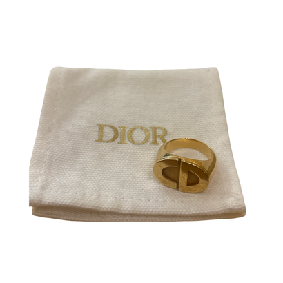 CHRISTIAN DIOR CD ring in gold-plated steel,...