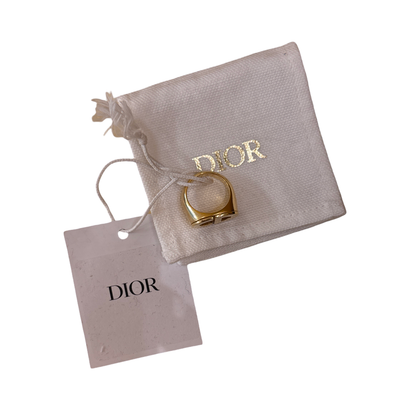 CHRISTIAN DIOR CD ring in gold-plated steel,...