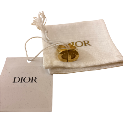CHRISTIAN DIOR CD ring in gold-plated steel,...
