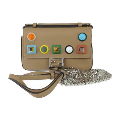 FENDI “Chain Baguette Charm” bag in beige...