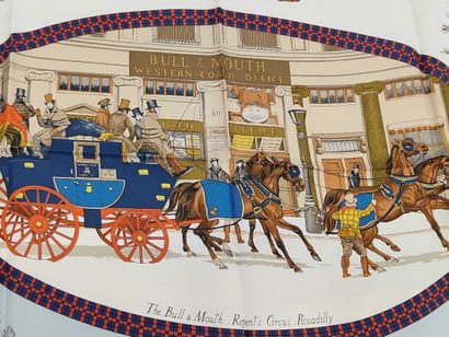 HERMES 90-cm multicolored silk scarf.
Dimensions:...