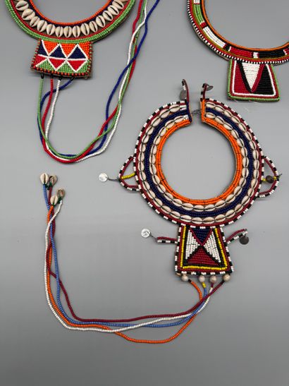 SET OF 3 MASAI NECKLACES, KENYA, TANZANIA...