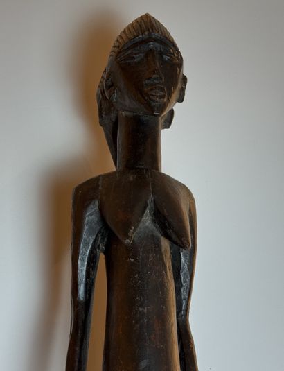 FEMALE JANUS STATUE, LOBI, BURKINA FASO Carved...