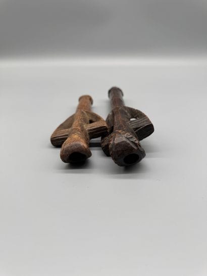 PAIR OF MOSSI FLUTES, BURKINA FASO 
Light-colored...