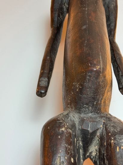 FEMALE JANUS STATUE, LOBI, BURKINA FASO Carved...