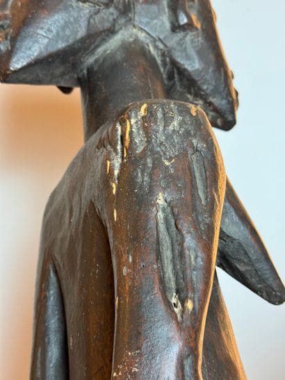 FEMALE JANUS STATUE, LOBI, BURKINA FASO Carved...