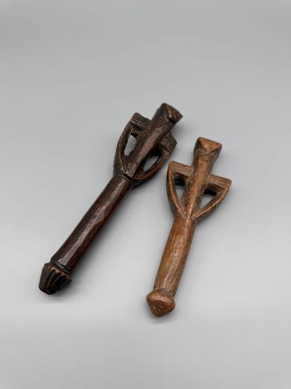PAIR OF MOSSI FLUTES, BURKINA FASO 
Light-colored...