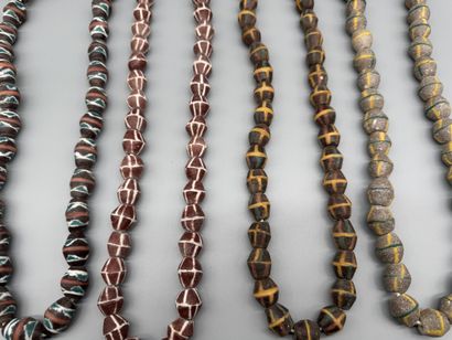 SET OF 4 GLASS BEAD NECKLACES, GHANA 
Glass...