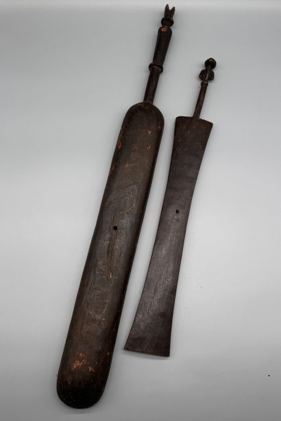 PAIR OF MUSICAL INSTRUMENTS, TANZANIA 
Wood...