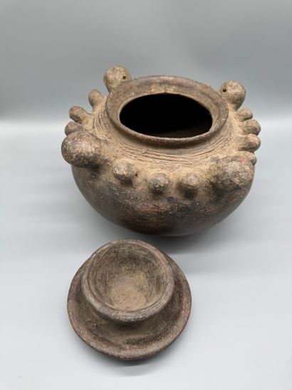 RITUAL POT OR LIBATION JAR WITH SMALL LID,...