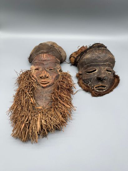 TWO MBUYA MASKS - DR Congo - Pende
Mid-20th...