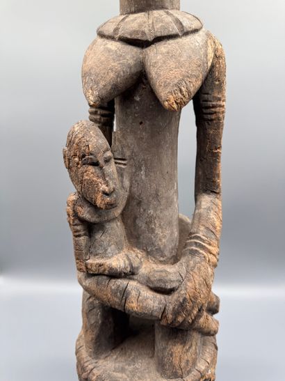 KNELTING MOTHER WITH CHILD, DOGON, MALI Wood...
