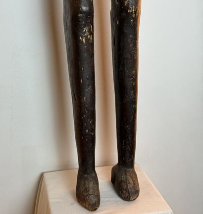 FEMALE JANUS STATUE, LOBI, BURKINA FASO Carved...