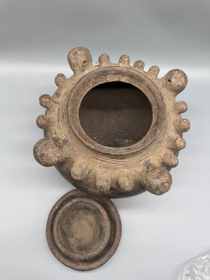 RITUAL POT OR LIBATION JAR WITH SMALL LID,...