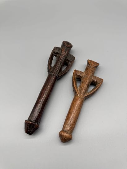 PAIR OF MOSSI FLUTES, BURKINA FASO 
Light-colored...