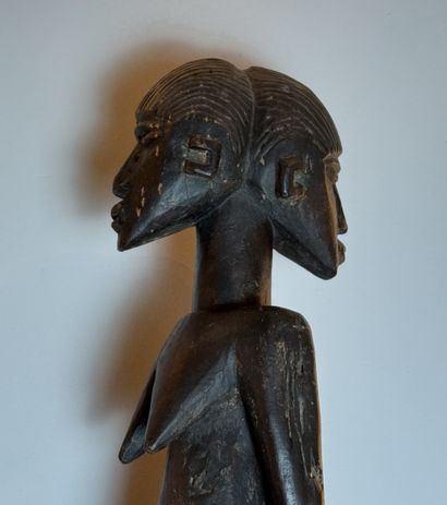 FEMALE JANUS STATUE, LOBI, BURKINA FASO Carved...