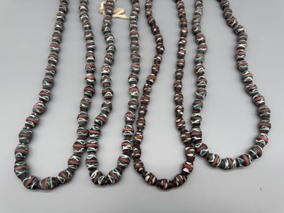 SET OF 4 GLASS BEAD NECKLACES, GHANA 
Glass...
