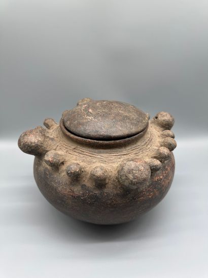 RITUAL POT OR LIBATION JAR WITH SMALL LID,...
