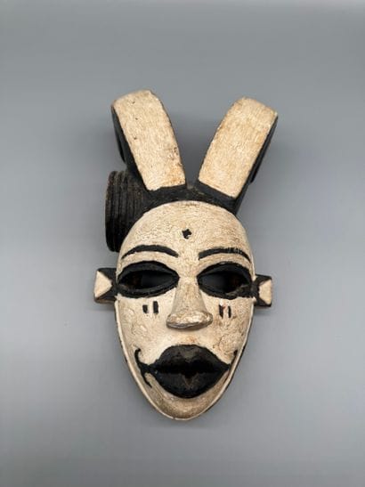 ELU MASK, OGONI, NIGERIA Wood, kaolin, black...
