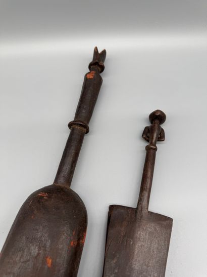 PAIR OF MUSICAL INSTRUMENTS, TANZANIA 
Wood...