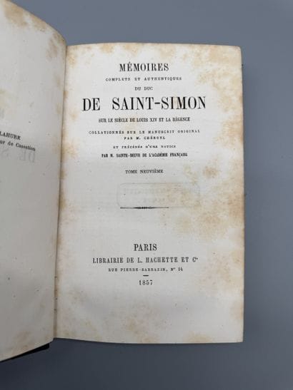 SAINT-SIMON, Louis de Rouvroy (Duke) (1675–1755)...