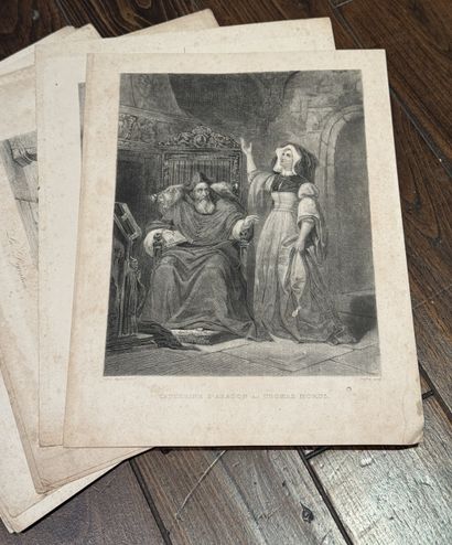 Ensemble de 10 gravures en noir et blanc...