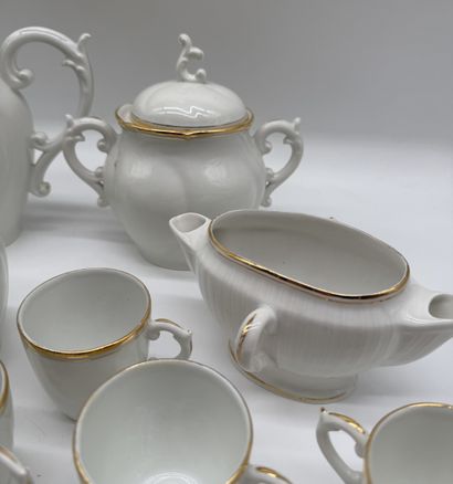 White porcelain coffee/tea set with gold...