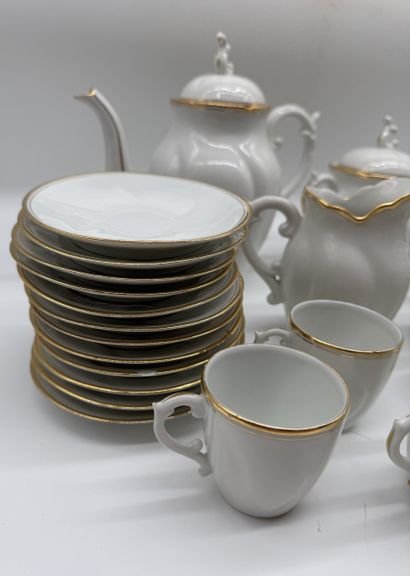 White porcelain coffee/tea set with gold...