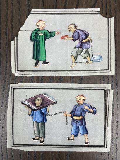 Suite de 11 scènes de châtiments - Chine...